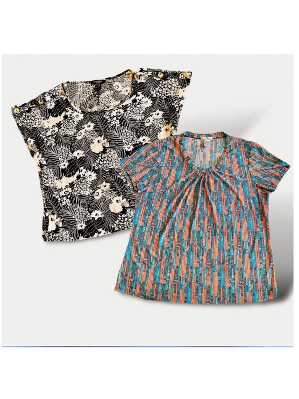 Womens Size 3X Print Pullover Tops Emily Stacy & Love Cameron Lot of 2